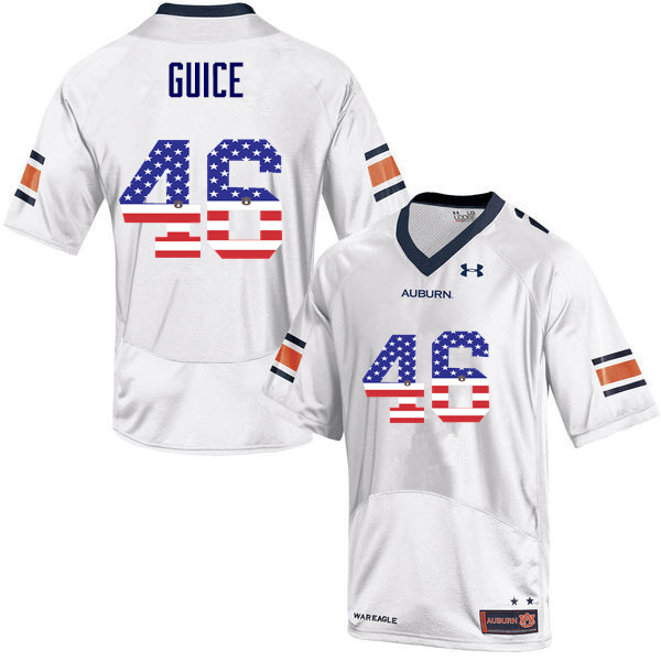 Men's Auburn Tigers #46 Devin Guice USA Flag Fashion White College Stitched Football Jersey